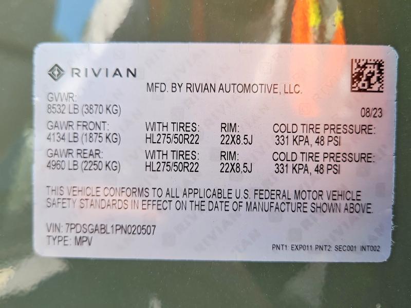 7PDSGABL1PN020507 2023 Rivian R1S photo no. 13