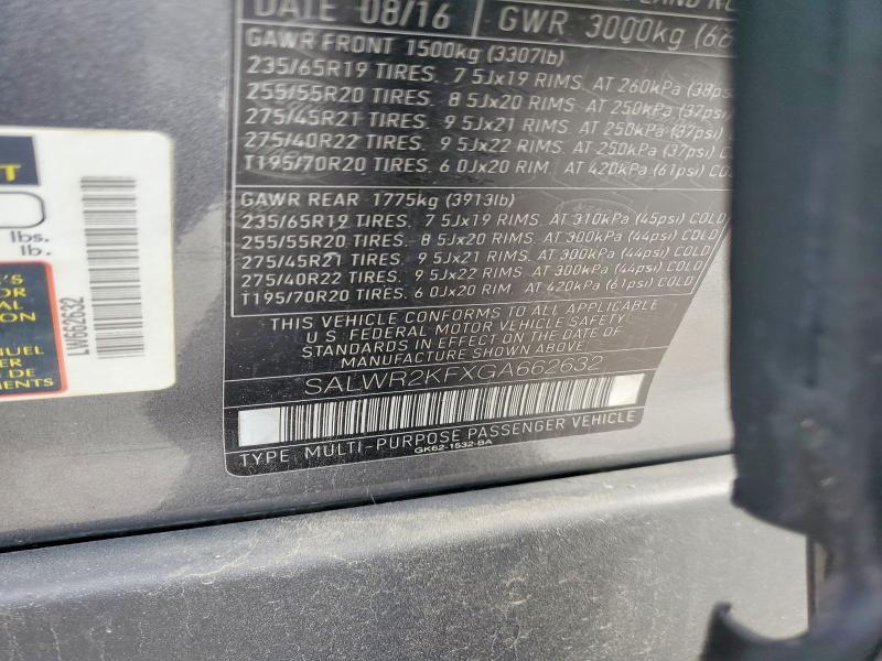 SALWR2KFXGA662632 2016 Land Rover Range Rover photo no. 13
