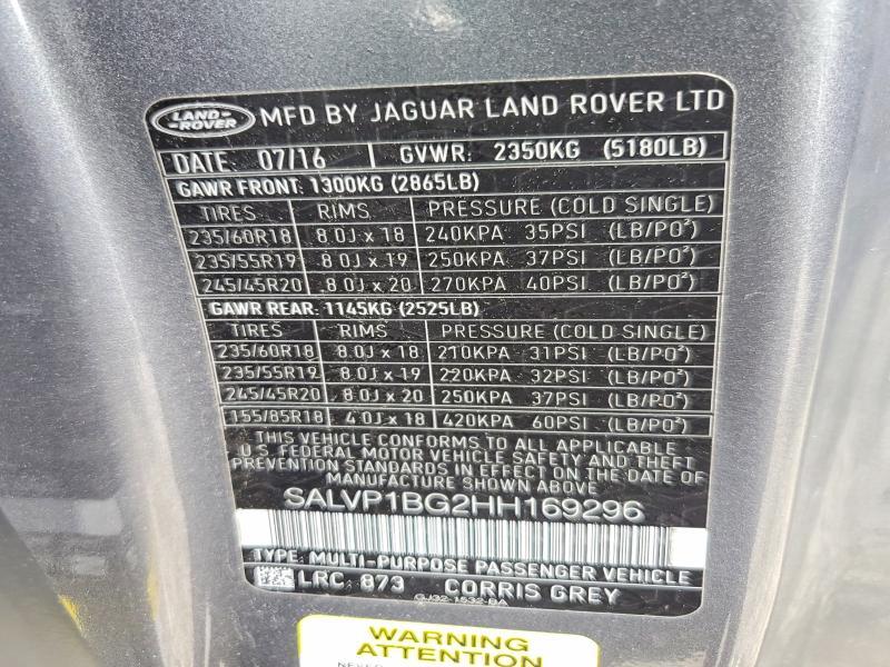 SALVP1BG2HH169296 2017 Land Rover Range Rover photo no. 13