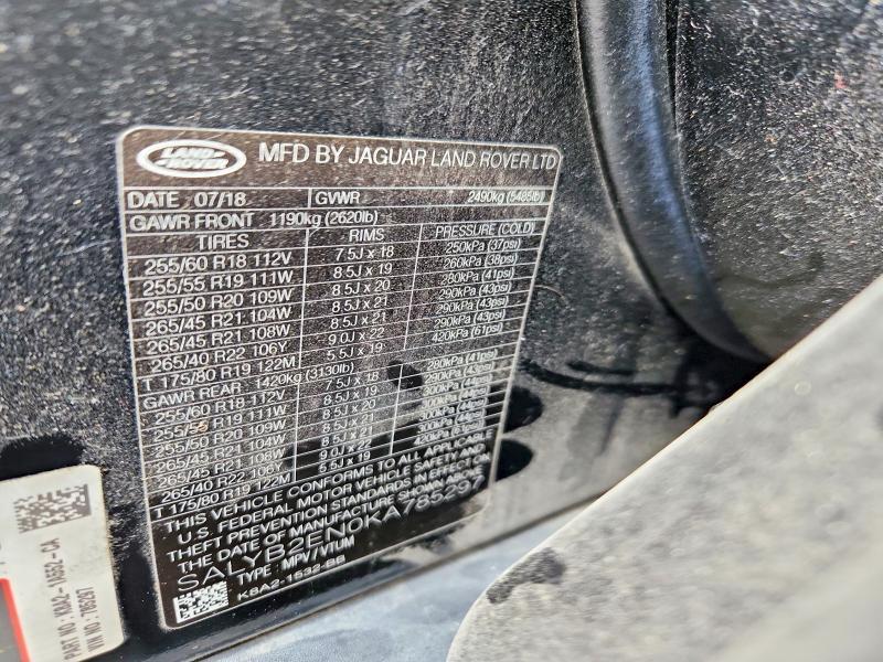 SALYB2EN0KA785297 2019 Land Rover Range Rover photo no. 13