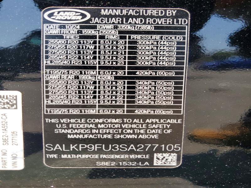 SALKP9FU3SA277105 2025 Land Rover Range Rover photo no. 14