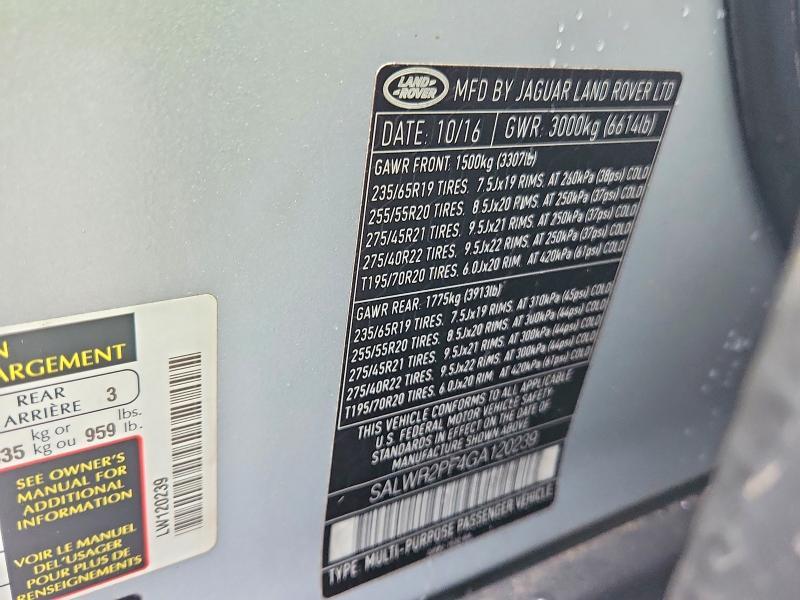 SALWR2PF4GA120239 2016 Land Rover Range Rover photo no. 13