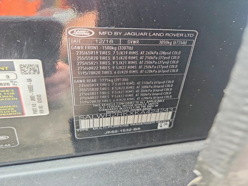 SALWR2RKXKA424243 2019 Land Rover Range Rover photo no. 13