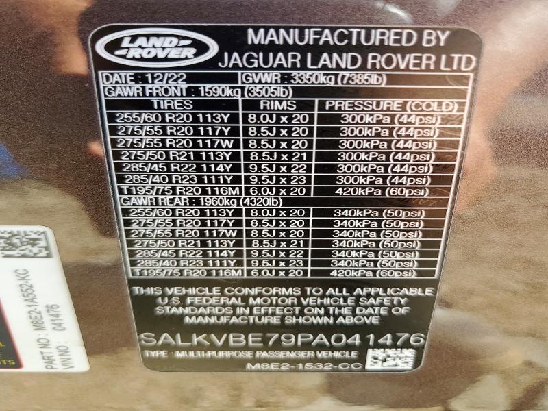 SALKVBE79PA041476 2023 Land Rover Range Rover photo no. 14