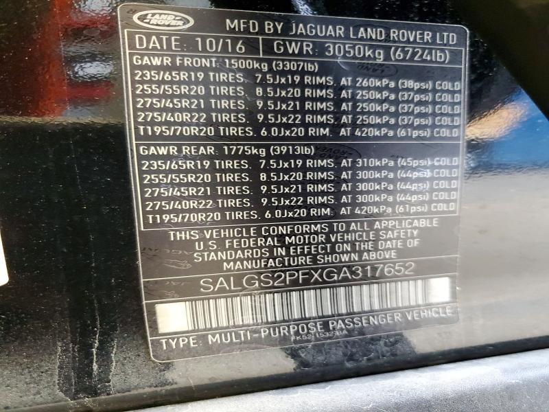 SALGS2PFXGA317652 2016 Land Rover Range Rover photo no. 13
