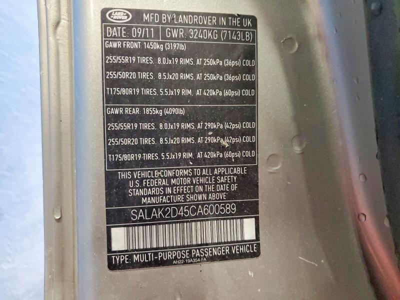 SALAK2D45CA600589 2012 Land Rover LR4 photo no. 13