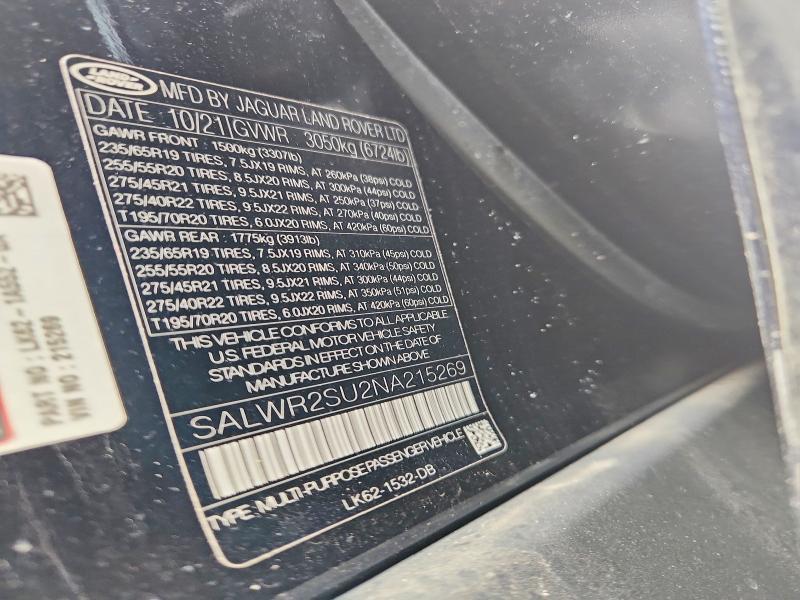 SALWR2SU2NA215269 2022 Land Rover Range Rover photo no. 14