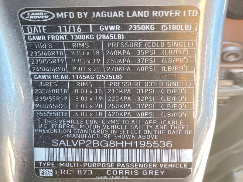 SALVP2BG8HH195536 2017 Land Rover Range Rover photo no. 12