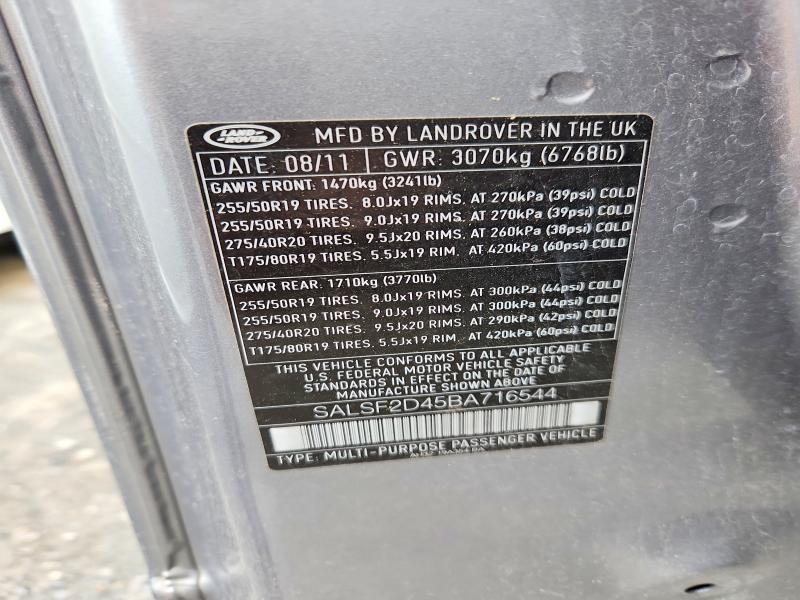 SALSF2D45BA716544 2011 Land Rover Range Rover photo no. 13