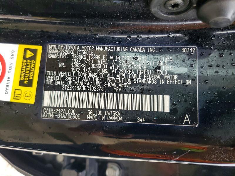 2T2ZK1BA3DC102378 2013 Lexus RX photo no. 13