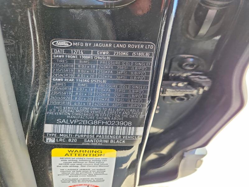 SALVP2BG8FH023908 2015 Land Rover Range Rover photo no. 13