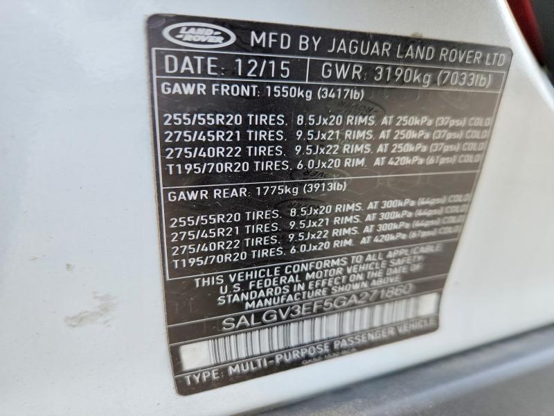 SALGV3EF5GA271860 2016 Land Rover Range Rover photo no. 12