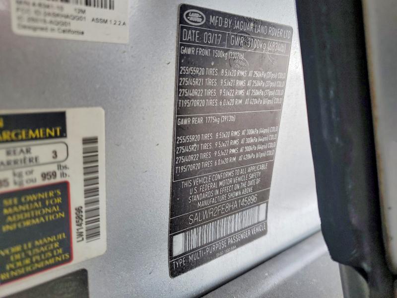 SALWR2FE8HA145896 2017 Land Rover Range Rover photo no. 12