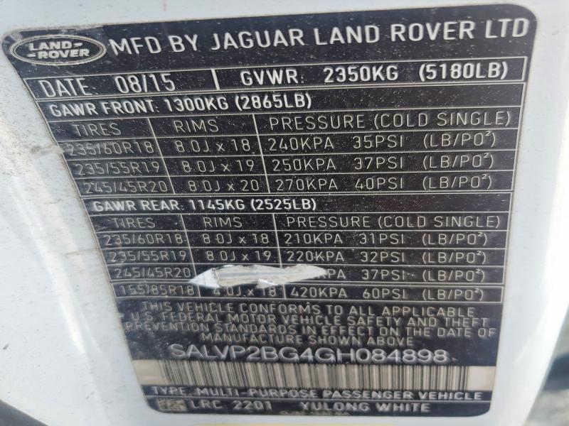SALVP2BG4GH084898 2016 Land Rover Range Rover photo no. 14