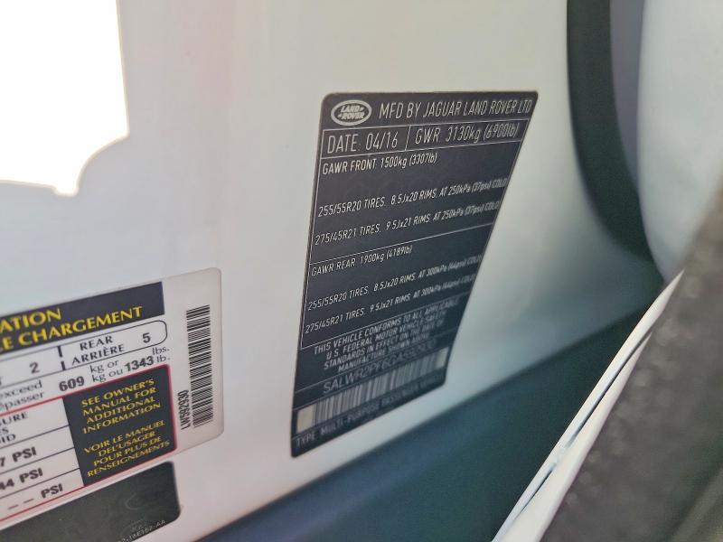 SALWR2PF6GA592930 2016 Land Rover Range Rover photo no. 12