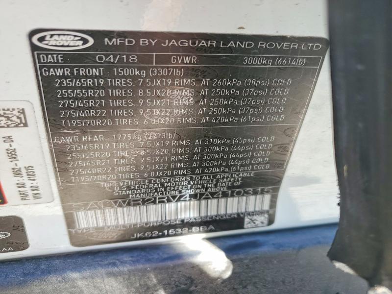 SALWR2RV4JA410315 2018 Land Rover Range Rover photo no. 13