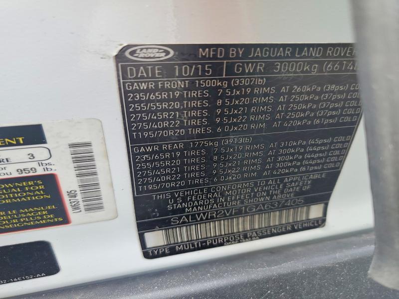 SALWR2VF1GA637405 2016 Land Rover Range Rover photo no. 13