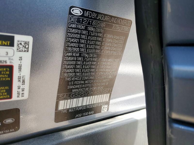 SALGS2SV3KA539571 2019 Land Rover Range Rover photo no. 13