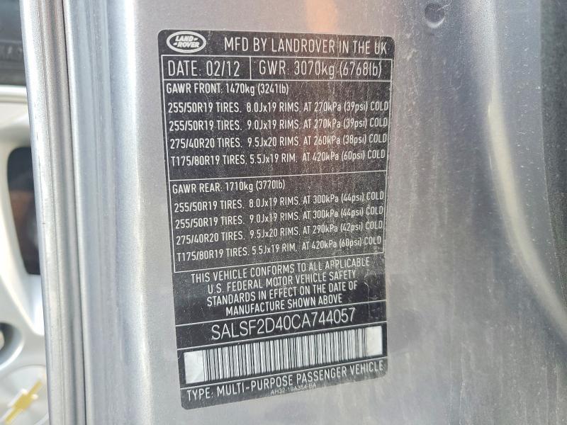 SALSF2D40CA744057 2012 Land Rover Range Rover photo no. 14