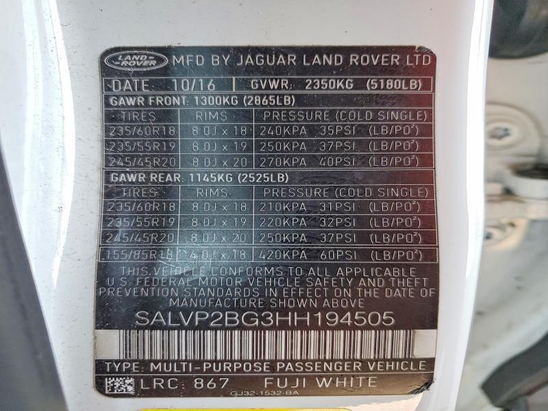 SALVP2BG3HH194505 2017 Land Rover Range Rover photo no. 12