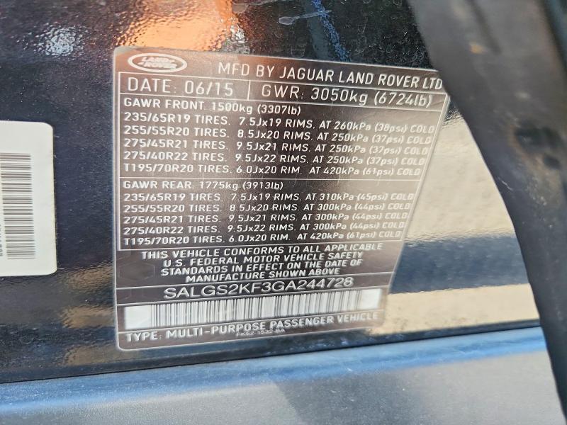 SALGS2KF3GA244728 2016 Land Rover Range Rover photo no. 12