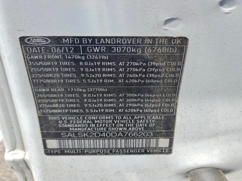 SALSK2D40DA766203 2013 Land Rover Range Rover photo no. 13