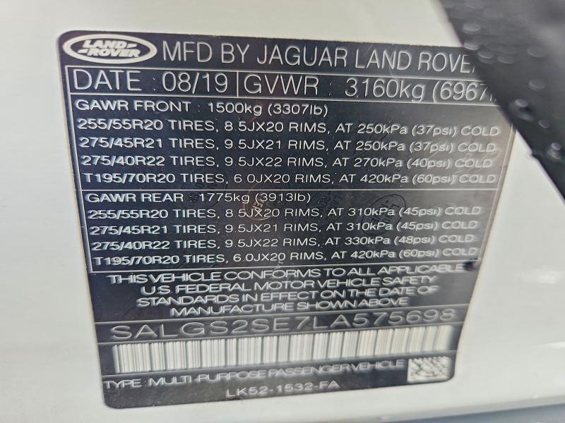 SALGS2SE7LA575698 2020 Land Rover Range Rover photo no. 13