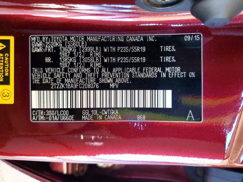 2T2ZK1BA9FC208076 2015 Lexus RX photo no. 13