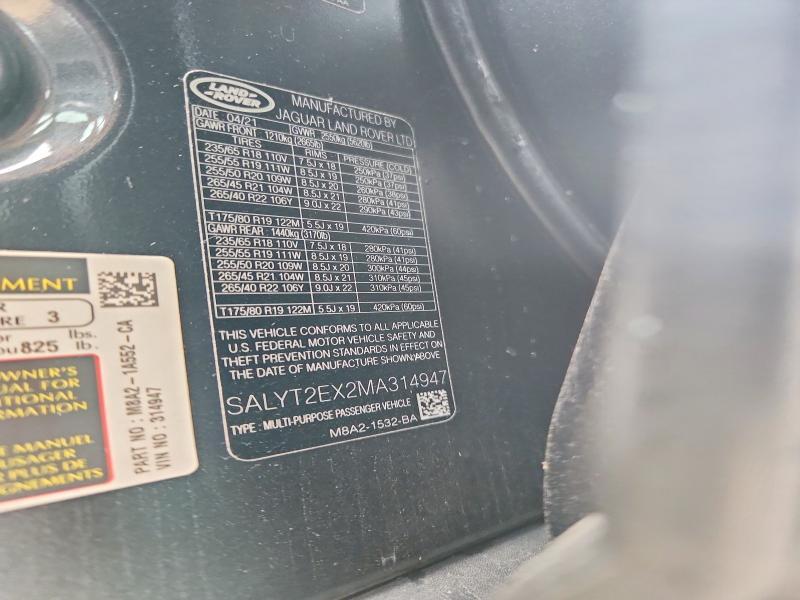SALYT2EX2MA314947 2021 Land Rover Range Rover photo no. 12