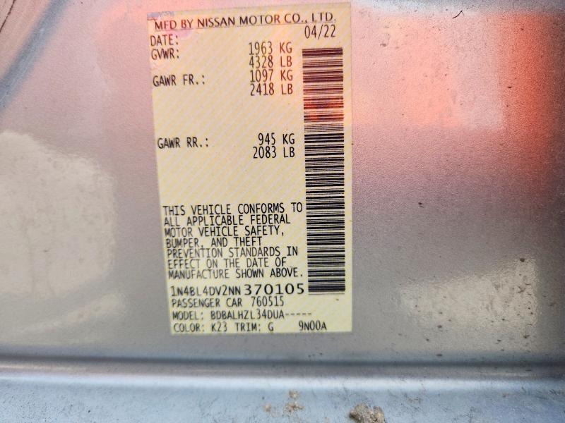 2022 Nissan Altima — VIN 1N4BL4DV2NN370105, şəkil 13