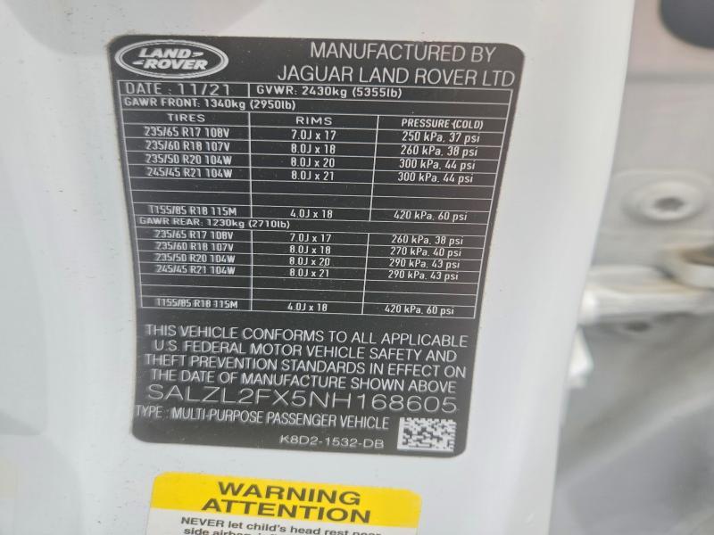 SALZL2FX5NH168605 2022 Land Rover Range Rover photo no. 13