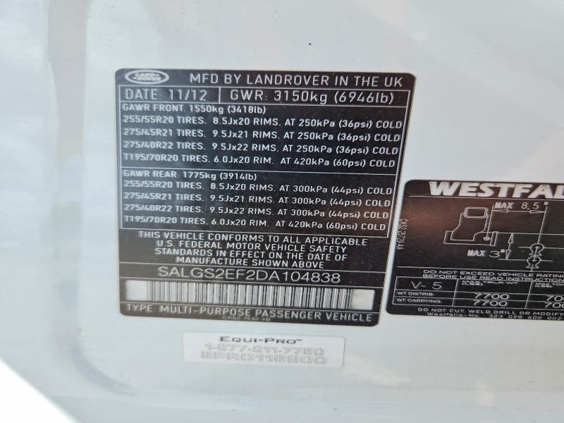 SALGS2EF2DA104838 2013 Land Rover Range Rover photo no. 13
