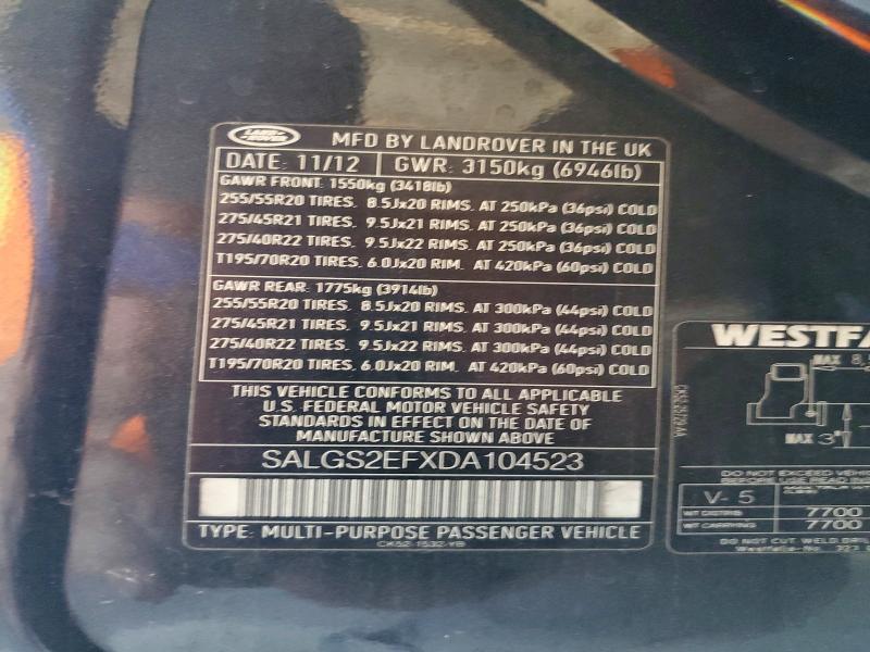 SALGS2EFXDA104523 2013 Land Rover Range Rover photo no. 13
