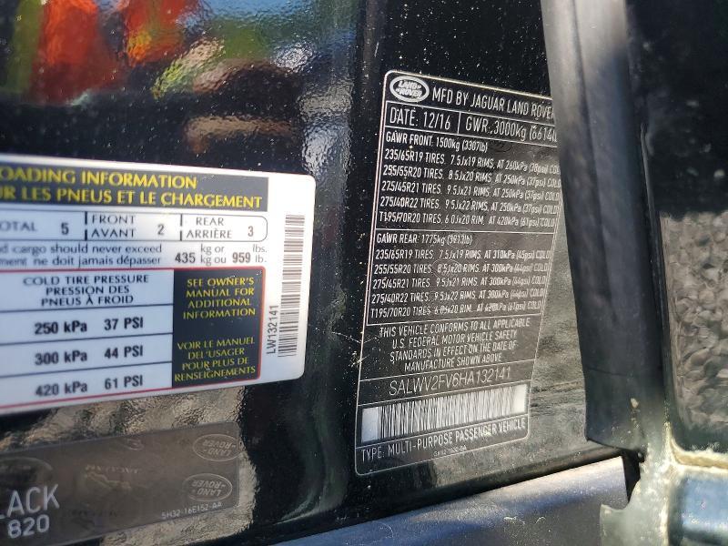 SALWV2FV6HA132141 2017 Land Rover Range Rover photo no. 14