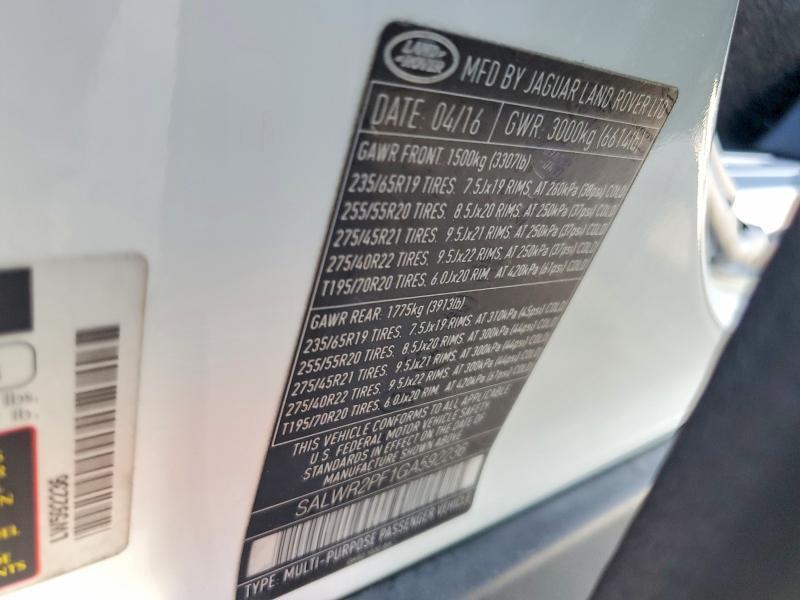 SALWR2PF1GA592236 2016 Land Rover Range Rover photo no. 12