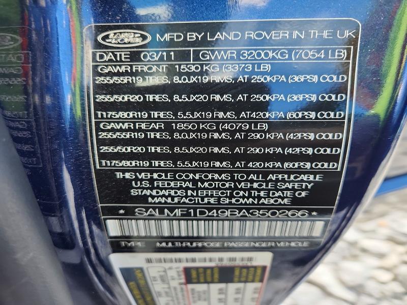SALMF1D49BA350266 2011 Land Rover Range Rover photo no. 12