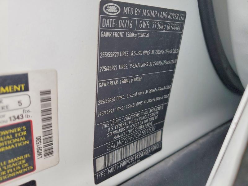 SALWR2PF7GA591530 2016 Land Rover Range Rover photo no. 13