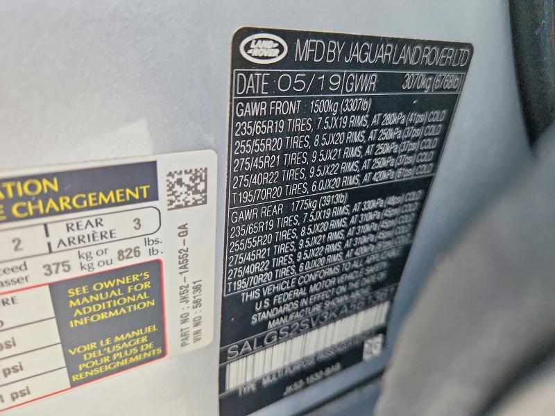 SALGS2SV3KA561361 2019 Land Rover Range Rover photo no. 12