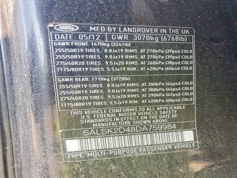 SALSK2D48DA759984 2013 Land Rover Range Rover photo no. 13