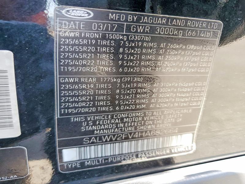 SALWV2FV4HA682664 2017 Land Rover Range Rover photo no. 14