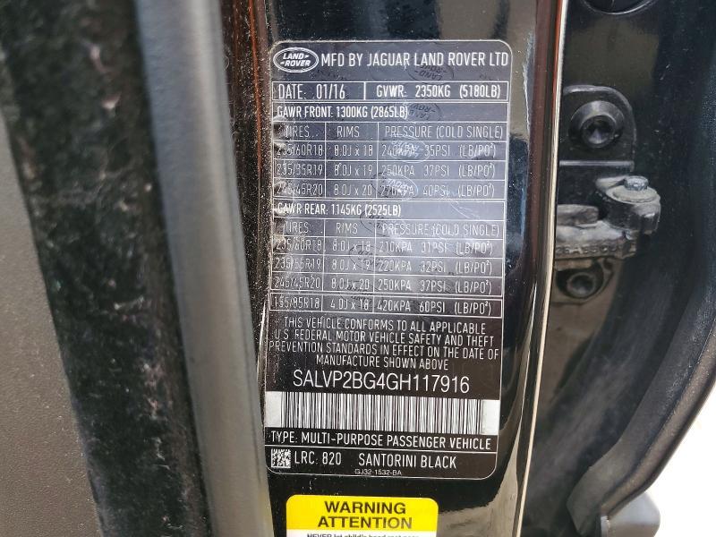 SALVP2BG4GH117916 2016 Land Rover Range Rover photo no. 12