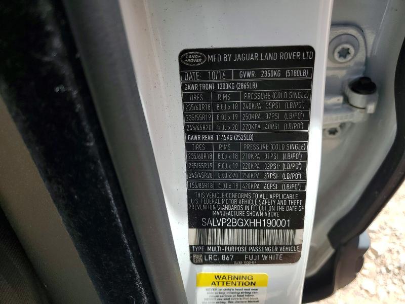 SALVP2BGXHH190001 2017 Land Rover Range Rover photo no. 13