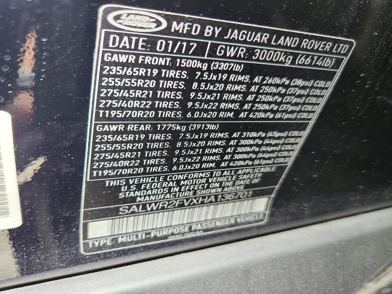 SALWR2FVXHA136701 2017 Land Rover Range Rover photo no. 13