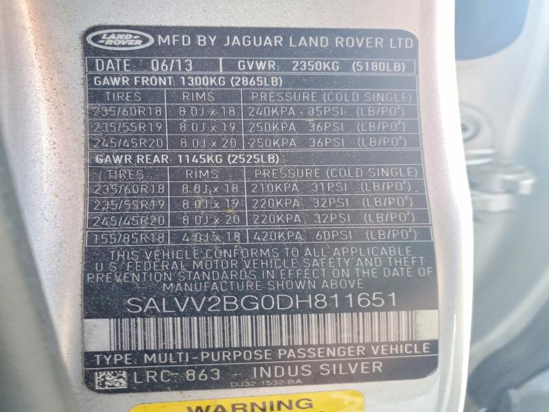 SALVV2BG0DH811651 2013 Land Rover Range Rover photo no. 13