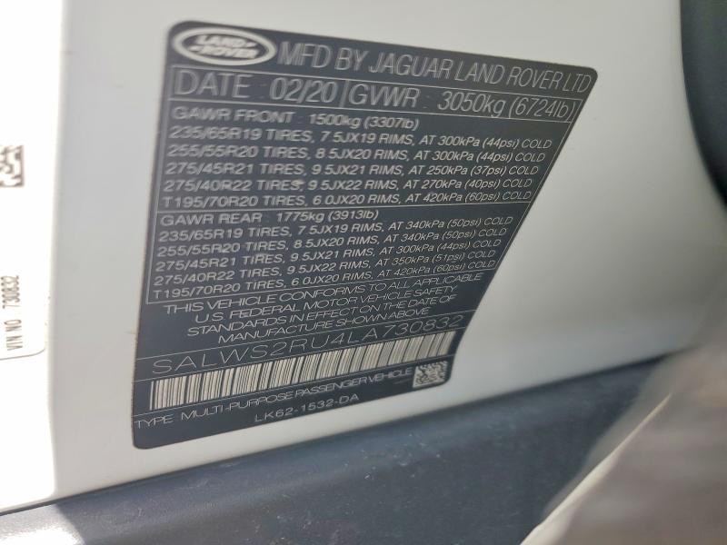 2020 Land Rover Range Rover — VIN SALWS2RU4LA730832, şəkil 12