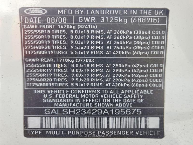 SALSH23429A195675 2009 Land Rover Range Rover photo no. 13