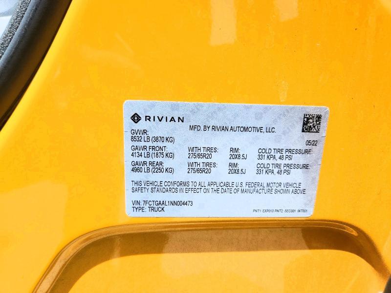 7FCTGAAL1NN004473 2022 Rivian R1T photo no. 13
