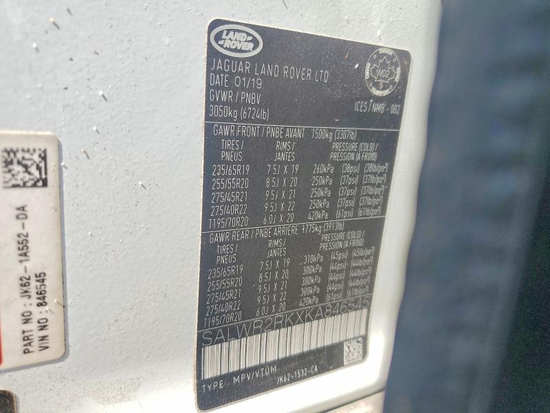 SALWR2RKXKA846545 2019 Land Rover Range Rover photo no. 13