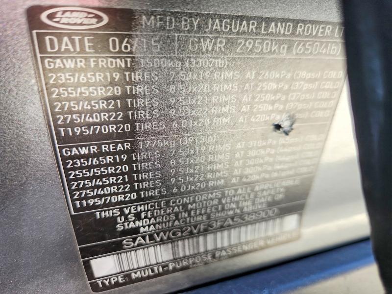SALWG2VF3FA538900 2015 Land Rover Range Rover photo no. 13