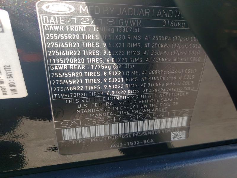 SALGS2RE2KA541172 2019 Land Rover Range Rover photo no. 13